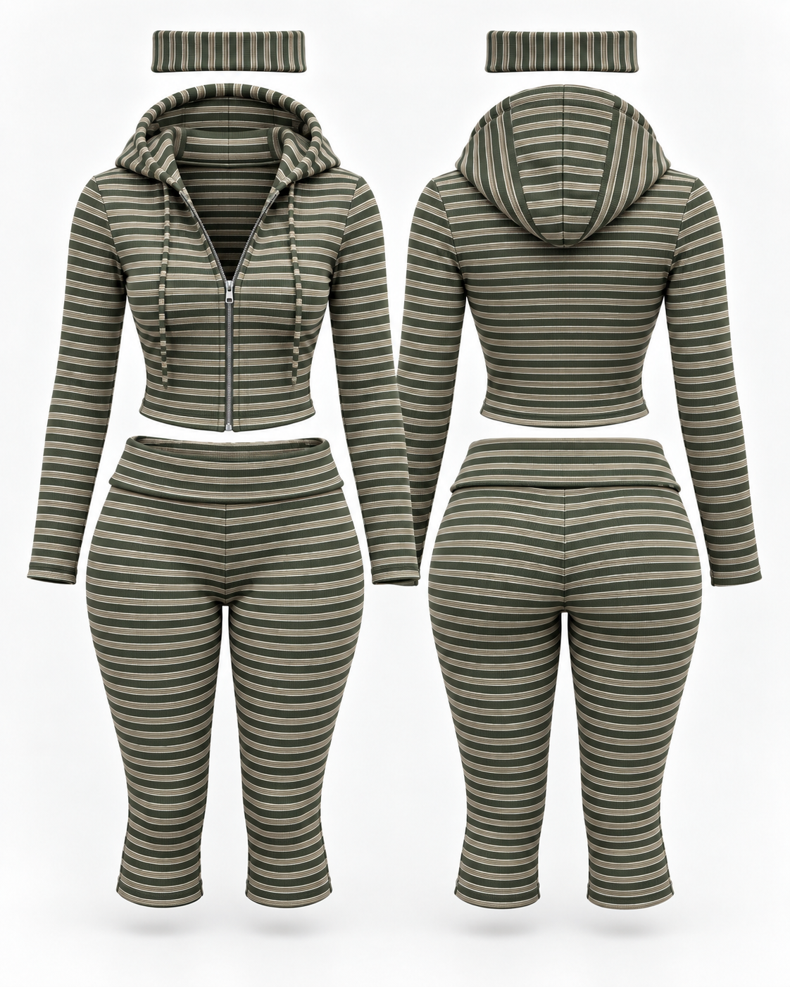 Perfect Form 3-Piece Capri Set | Olive