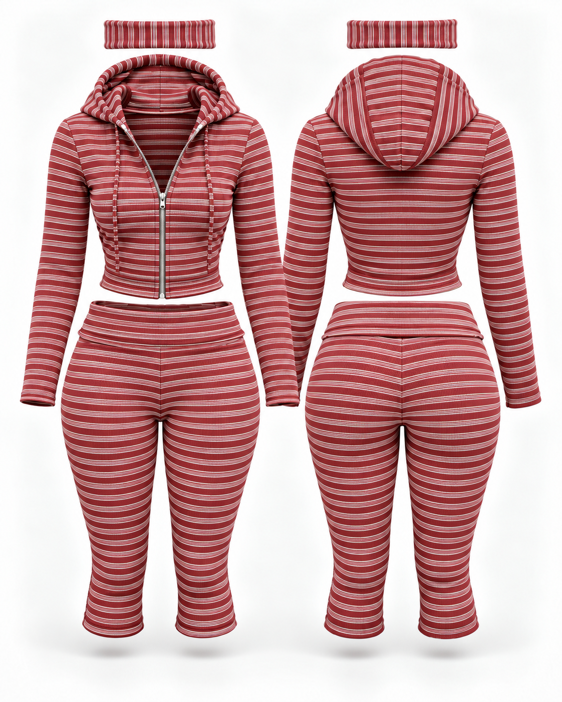 Perfect Form 3-Piece Capri Set | Cherry