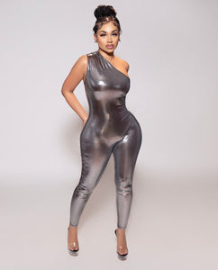 Drunk In love Jumpsuit - Silver Chrome